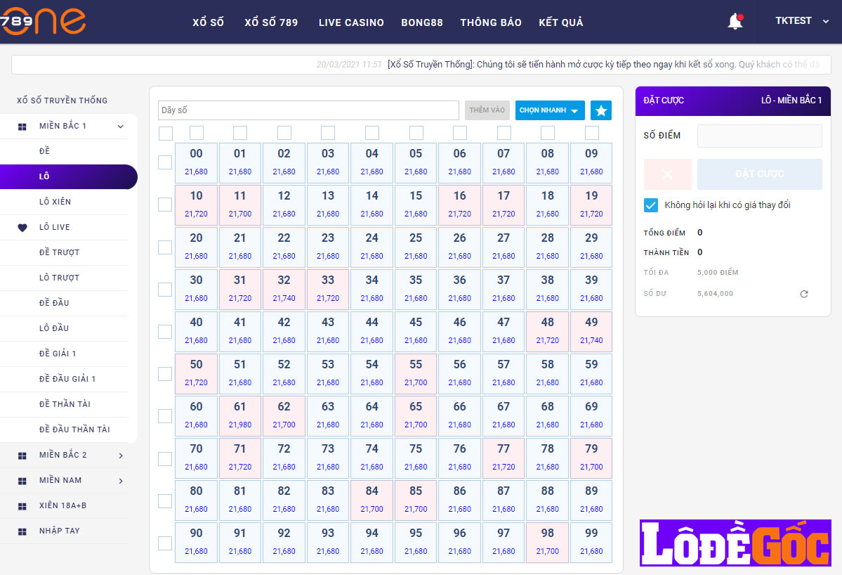 Chơi lô miền Bắc LD789 Chơi lô miền Bắc LD789